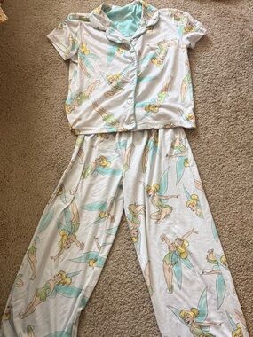 Tinker Bell Printed Pajama Set - Pastel Green & White Size 6